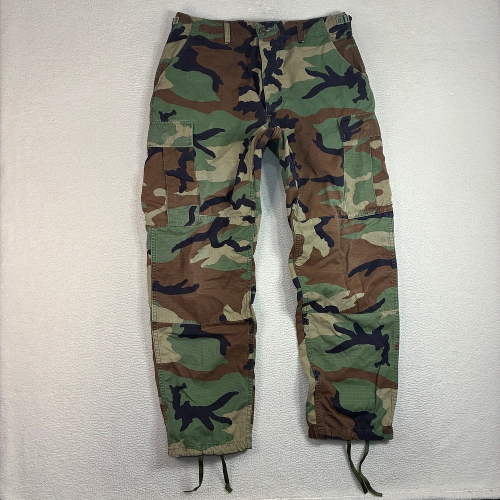 Vintage Propper Woodland Camo Cargo Pants Men M 34x31 Green Brown Military BDU